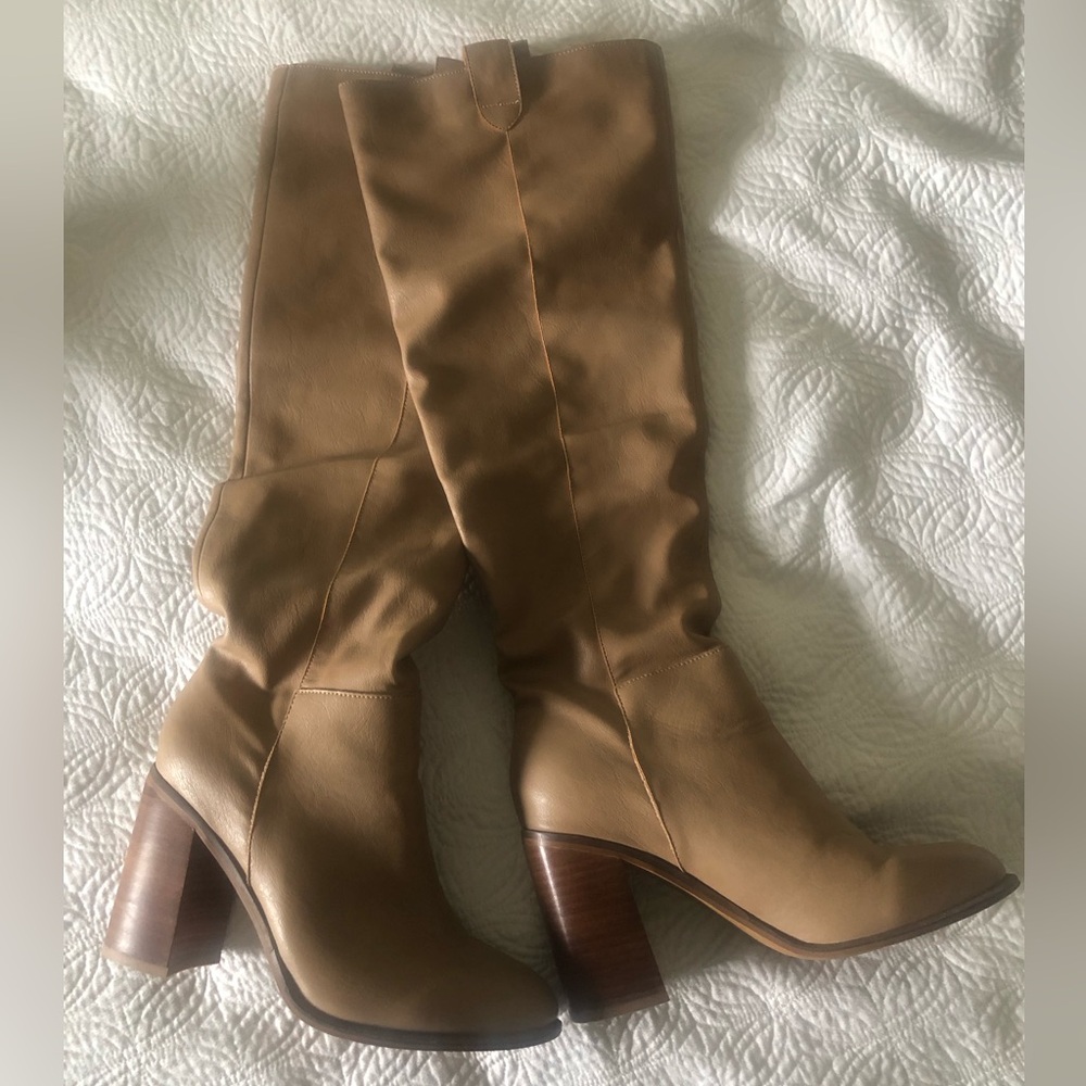 Vici tan slip on boots, size 8.5